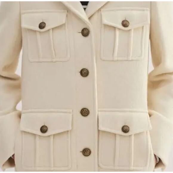 ME+EM Wool-Blend Military A-Line Coat in Natural (Size US 8) - Picture 6 of 14